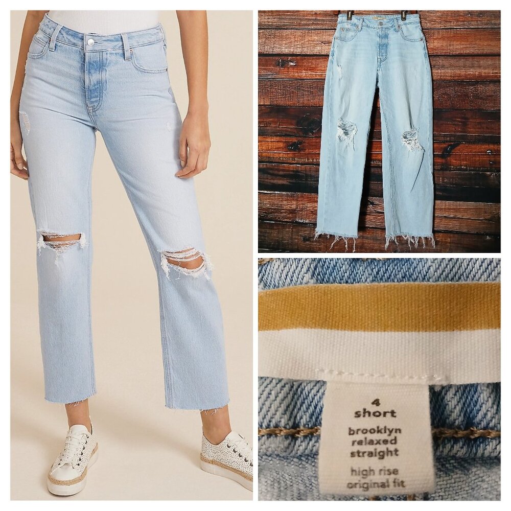 Goldie Blues Jeans 4 Short Brooklyn Relaxed Straight Crop High Rise Button Fly